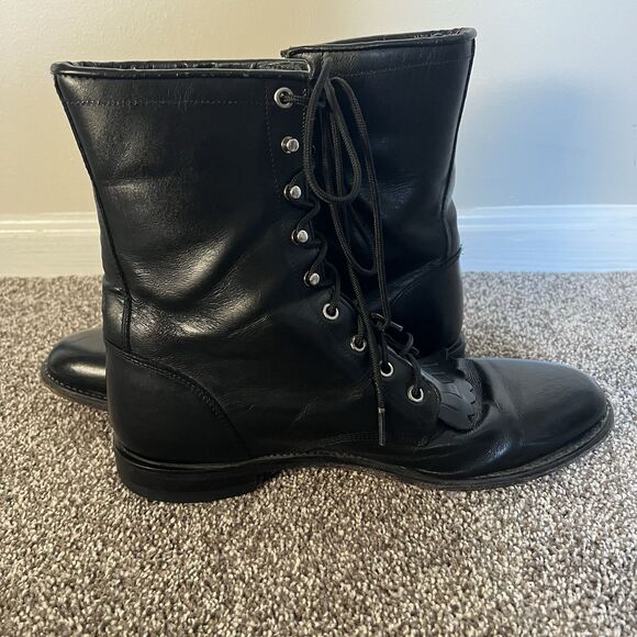 Vintage Justin 506 Black Lace-Up Boots - Picture 10 of 12
